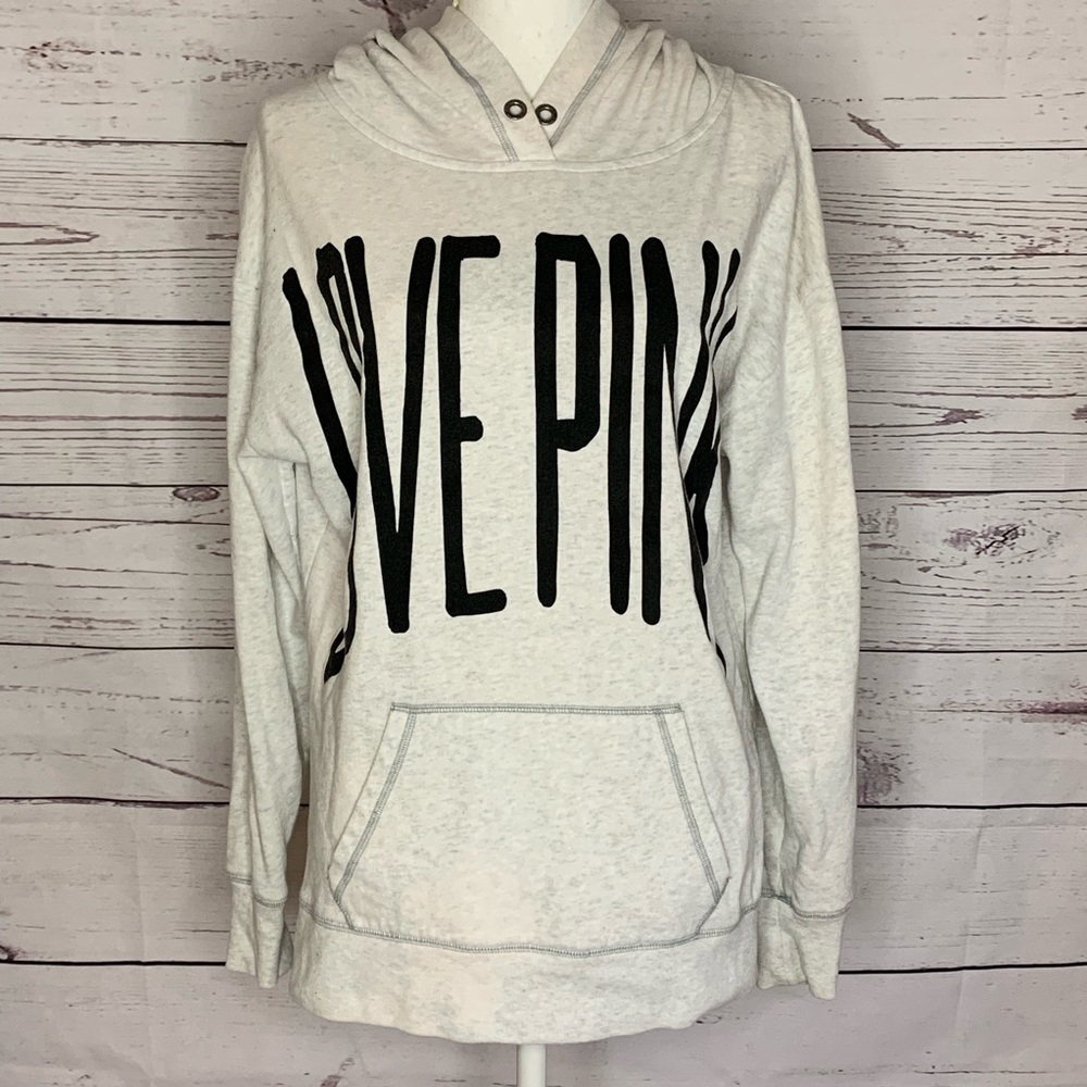 PINK Victorias Secret oversize hoodie light gray S